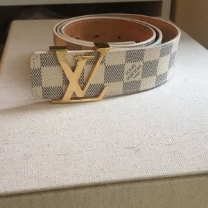 Louis Vuitton | Accessories | Lv Initiales Damier Azur 4mm Belt Size 85 |  Poshmark